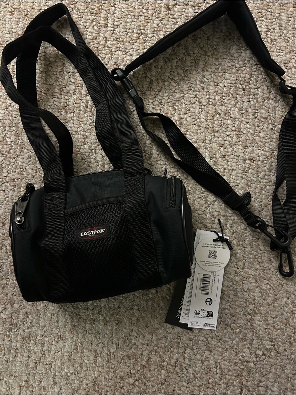 Telfar Eastpak Black Compact Crossbody Duffel Bag